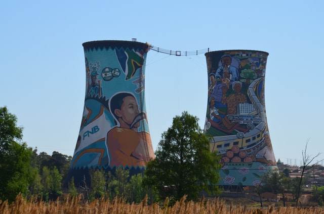 Cooling towers in Soweto used as a Bunjee jumping centre. Picture: Michael Schofield